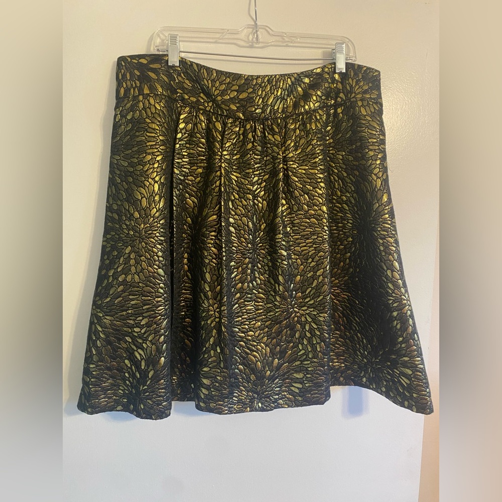 Lane Bryant Gold and Black A-Line Textured Skirt- Size 16